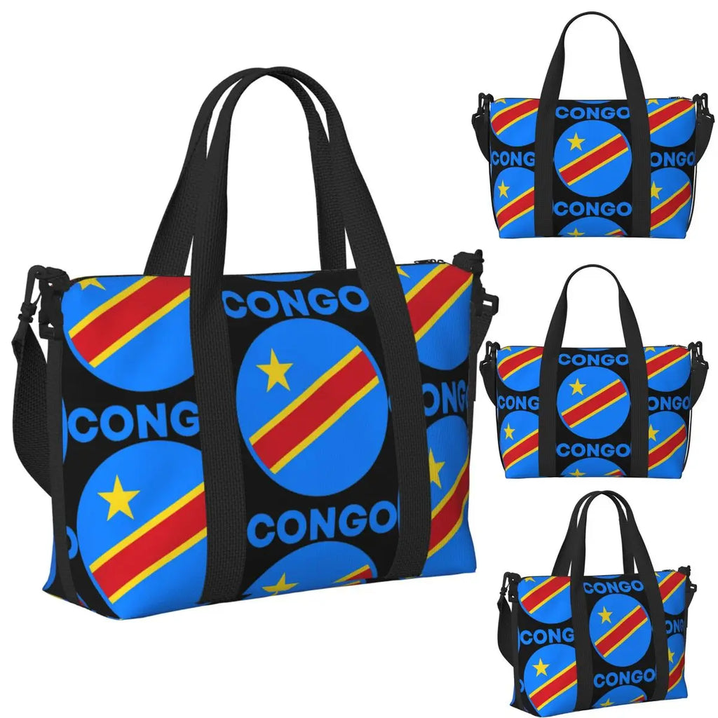 Congo Flag Sports Duffle Bag Lightweight Travel Shoulder Bag
