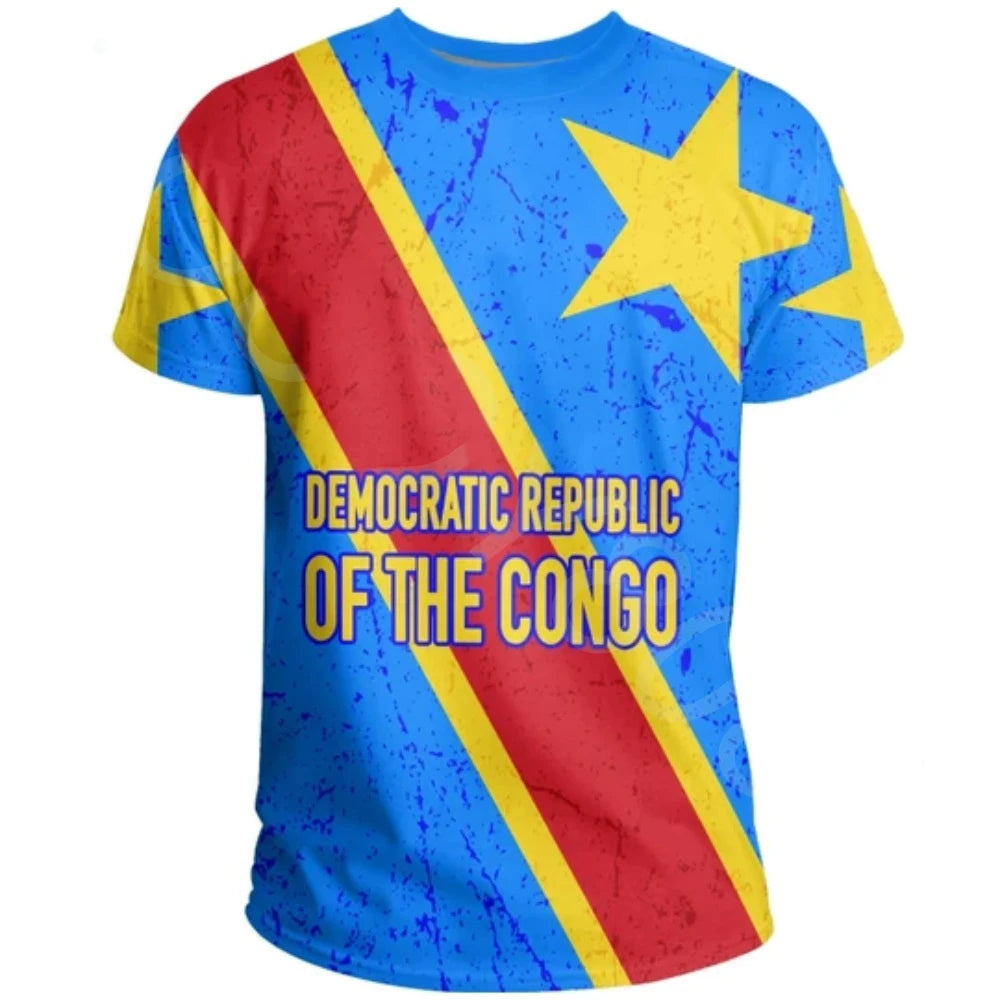 Kids' Congo Flag 3D Print T-Shirt - Summer Casual National Tee