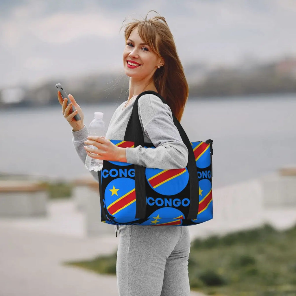Congo Flag Sports Duffle Bag Lightweight Travel Shoulder Bag