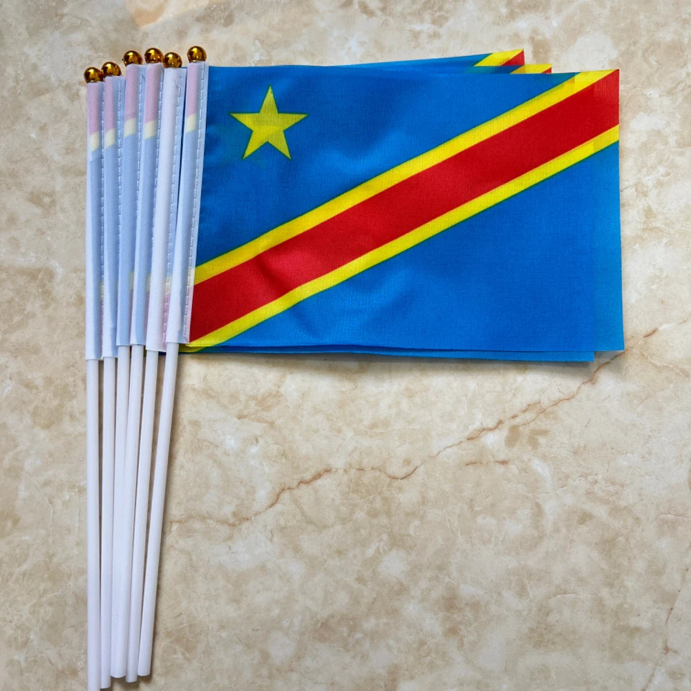 DRC Congo Hand Waving Flags - Small National Banner for Parades