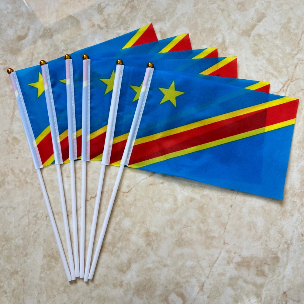 DRC Congo Hand Waving Flags - Small National Banner for Parades