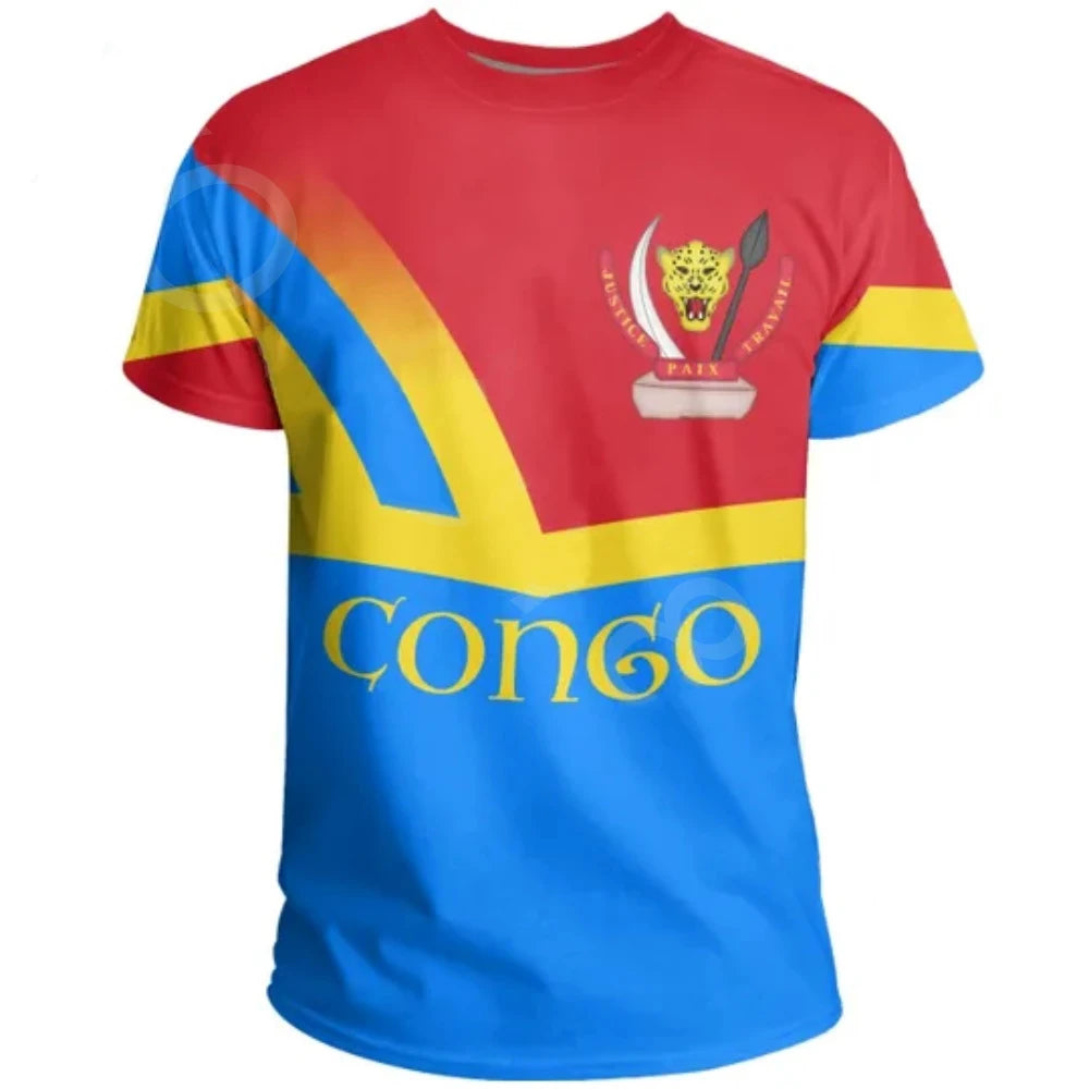 Kids' Congo Flag 3D Print T-Shirt - Summer Casual National Tee