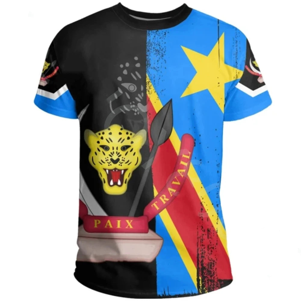 Kids' Congo Flag 3D Print T-Shirt - Summer Casual National Tee