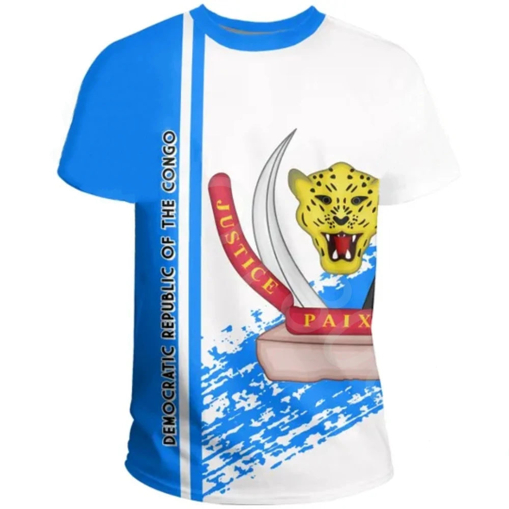 Kids' Congo Flag 3D Print T-Shirt - Summer Casual National Tee