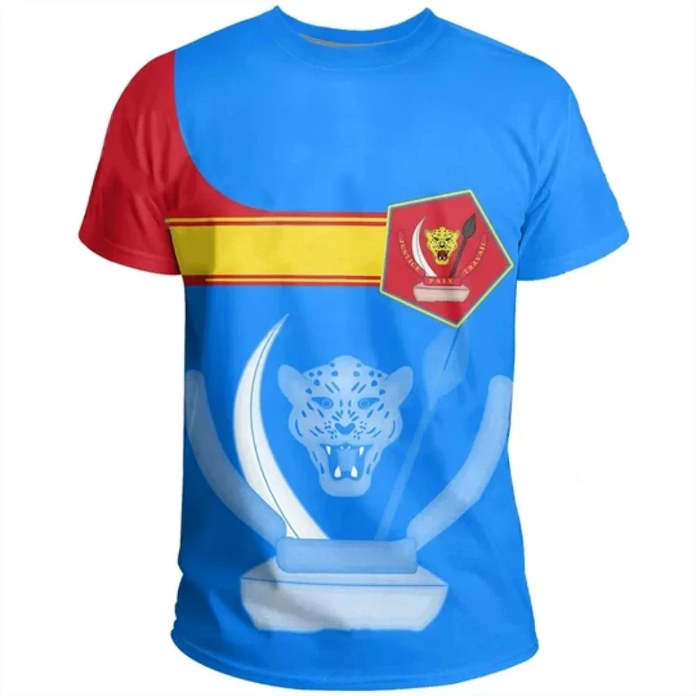 Kids' Congo Flag 3D Print T-Shirt - Summer Casual National Tee
